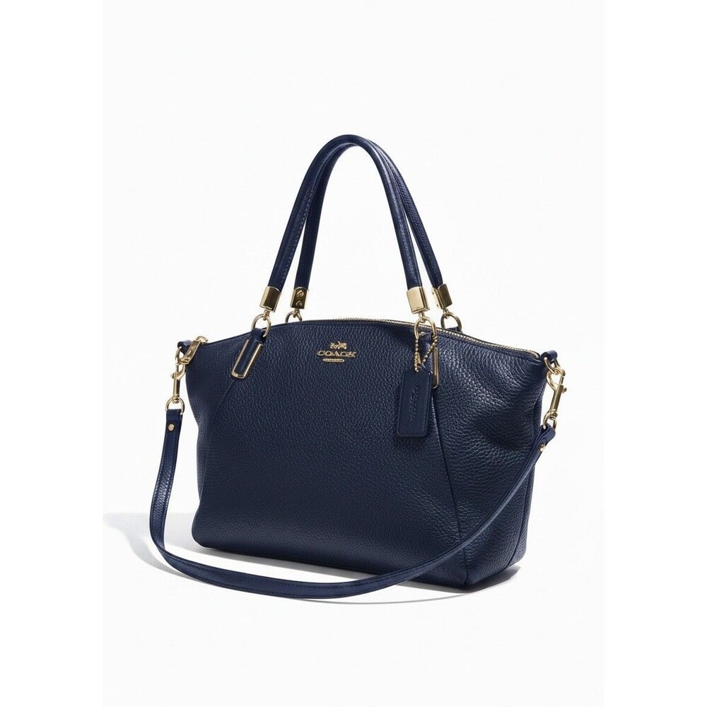 Coach Mini Kelsey Satchel Dark Navy Pebbled Leather Crossbody w/ Dustbag